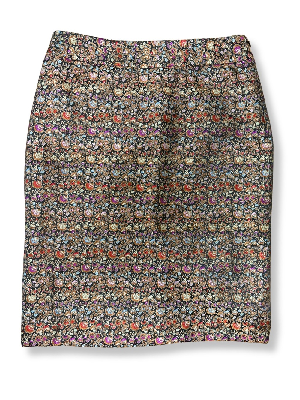 WD.NY / W.D.N.Y. Floral Brocade Pencil Skirt Size 8 Black Multicolor